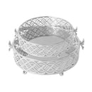 Deco Silver Metal Round Fruit Basket Set of 2 Pcs