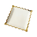Rectangular Ceramic Plate Gold Rim Serving Dish 25.5X25.5X3 cm