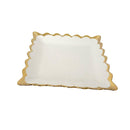 Square Ceramic Plate Gold Rim Serving Dish 20.5X20.5X2.5 cm
