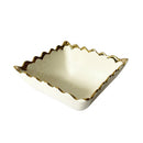 White Ceramic Gold Rim Tableware Rectangular Serving Dish Bowl 11.5X11.5X5 cm