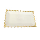 Oval Ceramic Plate Gold Rim Serving Dish  35.5X22X3 cm