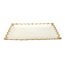 Rectangular Ceramic Plate Gold Rim Serving Dish 25.5X15.5X2 cm