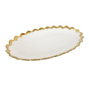 White Ceramic Gold Rim Tableware Oval Serving Dish Plate 36X21.5X3 cm