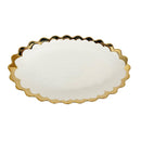 White Ceramic Gold Rim Tableware Oval Serving Dish Plate 31X18.5X2.5 cm