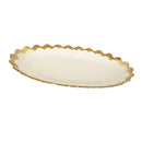 White Ceramic Gold Rim Tableware Oval Serving Dish Plate 31X18.5X2.5 cm