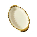Oval Ceramic Plate Gold Rim Serving Dish