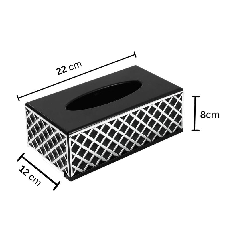 Premium Black Silver Chevron Design Acrylic Rectangular Tissue Box Napkin Holder - Add Style and Functionality to Your Table Setting