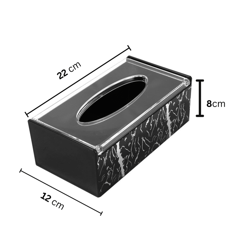 Premium Black Silver Thunder Design Acrylic Rectangular Tissue Box Napkin Holder - Elevate Your Table Setting with Style and Convenience