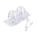 Acrylic Sugar and Cream Seasoning Container Jar Set with Spoon and Tray 23*9.9*13.5 cm