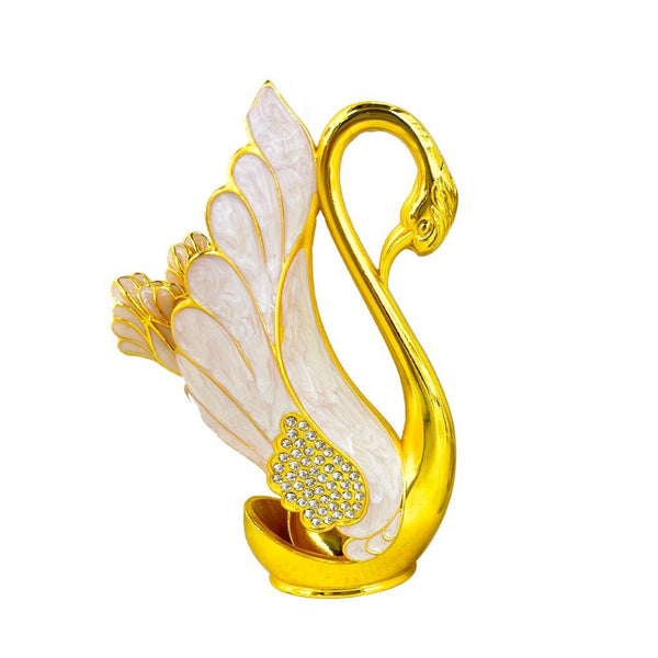 Stainless Steel Gold Swan Spoon Set with Cutlery Holder - 6-Piece 15 cm - Classic Homeware and Gifts