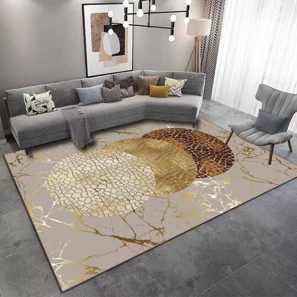 Exclusive Marble Mosaic Pattern Machine Woven Indoor Area Rug Carpet Light Brown Borderless 160*230 cm