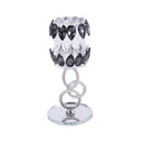 Crystal Glass Black Silver Table Top Candleholder 26.5 cm