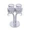 Home Decor Crystal Glass Satin Silver Table Top Candleholder 2 Arms 24*14 cm