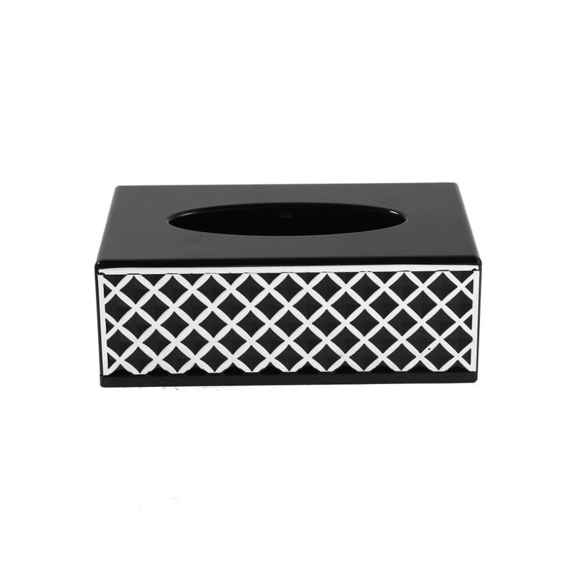 Premium Quality Black Silver Chevron Design Acrylic Rectangular Tissue Box Napkin Holder 12*22*8 cm