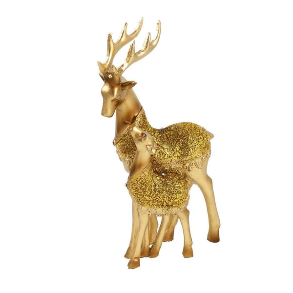 Sculpture Statue Resin Figurine Reindeer Metallic Gold Color 14*8*31 cm
