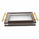 Plastic Rectangular Serving Tray Set of 2 46.5*28*6 cm/38.5*23*6 cm