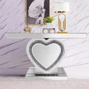 Home Decor  Console Table and Mirror Set with LED Light Crushed Diamond Finish 120*38*80/90*90*2 cm