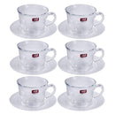Lead Free Glass Tea Cup Set with Saucer of 6 pcs 190 ml