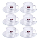Lead Free Glass Tea Cup with Saucer Set of 6 210 ml