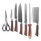 Bass Brand Premium Quality Stainless Steel Chef Kitchen Knife Set of 8 Pcs Gold Handle 30 cm