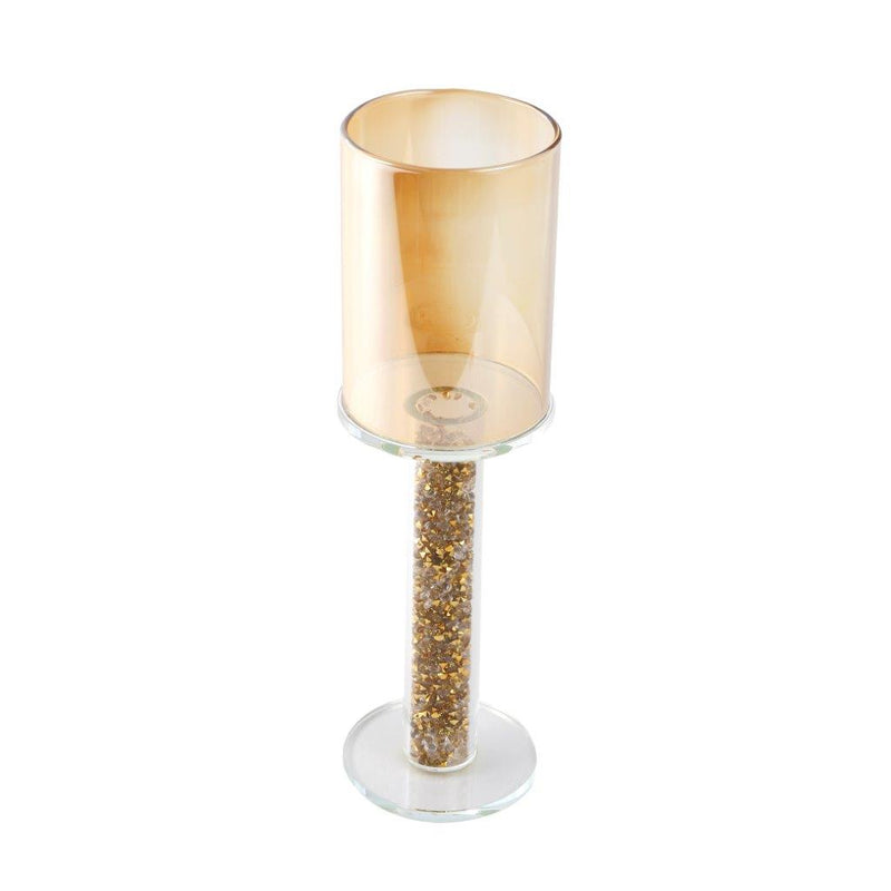 Home Decor Gold Crystal Glass Candlestick Holder 21 cm