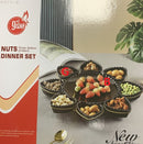 Black Ceramic Serving Plate with Dips and Nut Bowl Set of 9 Pcs
