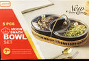 Black Ceramic Round Candy Box Snack Bowl Set With Lid Gold Stand