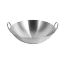 Stainless Steel Deep Wok Pan Round Base For Gas Burner 42 cm