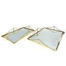 Deco Gold Metal Rectangular Serving Tray Set of 2