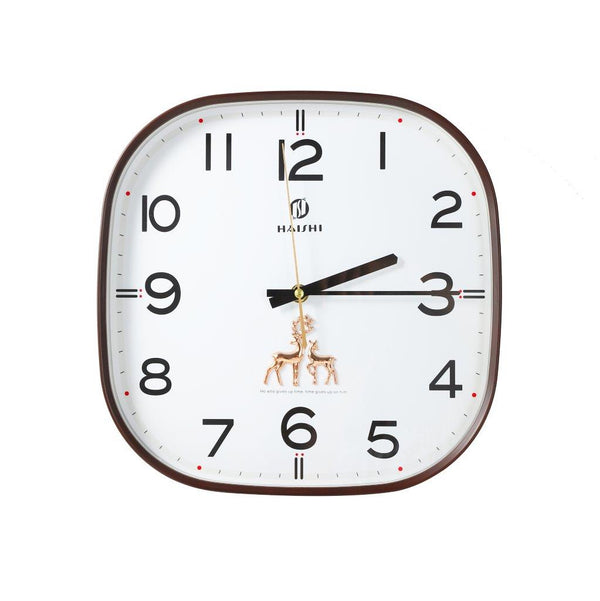 Wall Clock Analog and Digital Rectangle Gold Frame 30 cm