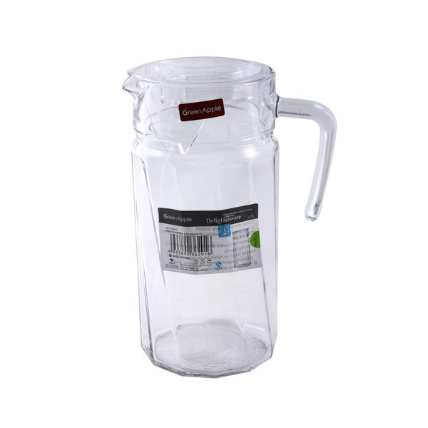 Clear Glass Water and Beverage Jug with Lid and Handle 1.7 Litre