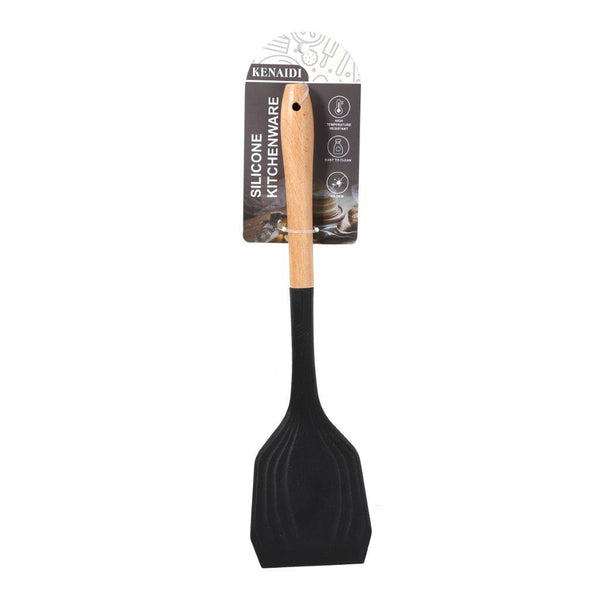 Wood and Silicone Heat Resistant Spatula Non Stick Spoon 32.5*8.3 cm