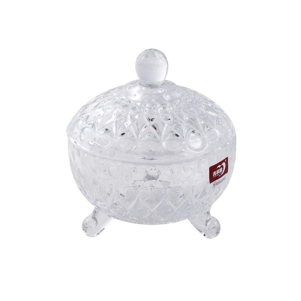 Crystal Glass Footed Sugar Bowl Candy Jar with Lid D - 10 cm ; H - 10 cm