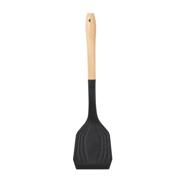 Wood and Silicone Heat Resistant Spatula Non Stick Spoon 32.5*8.3 cm