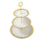Ceramic 3 Tier White and Gold Cake Stand 36 cm/27*20.5*15 cm
