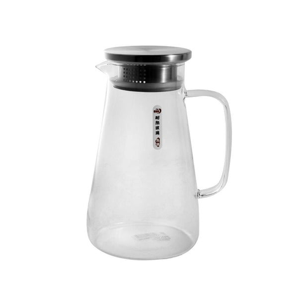 Clear Glass Water and Beverage Jug with Lid and Handle 1.4 Litre