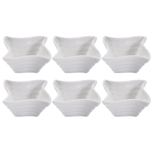 White Ceramic Fine Porcelain Serving and Dipping Bowl Snacks Fruits and Nuts Bowl Set of 6 Pcs 8*4.4 cm