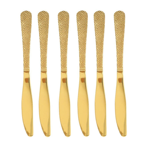 Stainless Steel Tableware Deco Gold Table Knife Set of 6 Pcs 22.5*2.2 cm