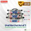 Stainless Steel Maxima Oval Hot Pot Set 3500ml 5000ml 7500ml