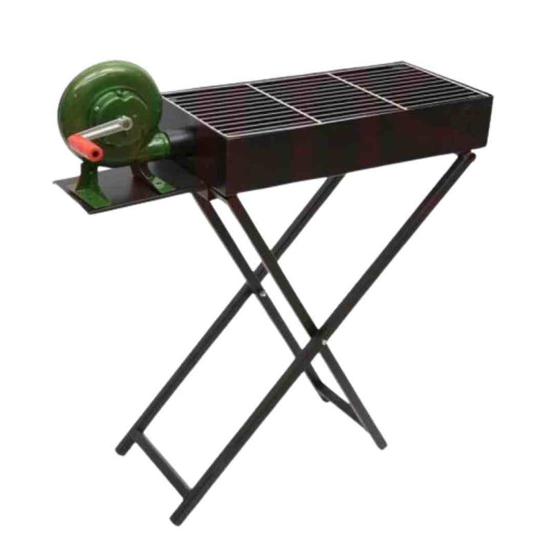 Medium Outdoor Portable Foldable Charcoal BBQ with Grill and Fan 30*60 cm