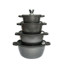 Chef & Cook Marble Grey Casserole Pot Set of 4 – 20cm, 24cm, 28cm & 32cm