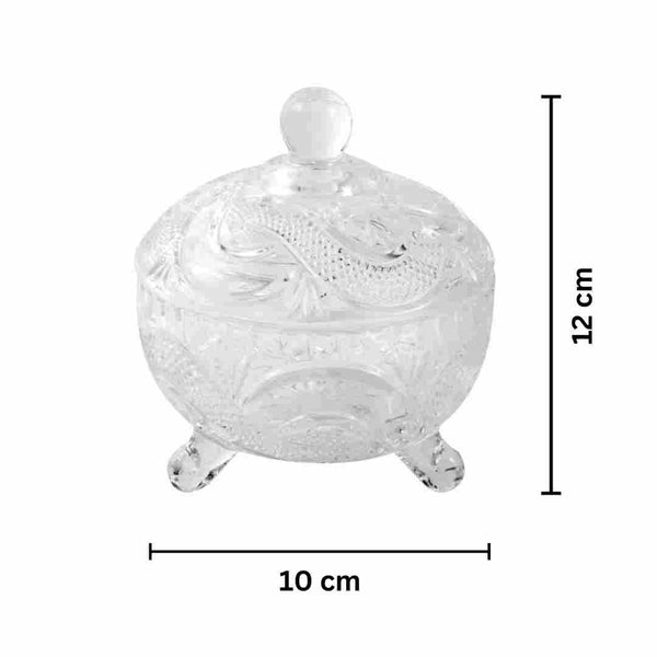  Crystal Glass Footed Sugar Bowl Candy Jar with Lid - Classic Homeware and Gifts