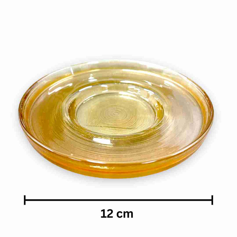  Classic Champagne Plain Round Tea Cup Saucer Glass Plate - 12 cm - Classic Homeware