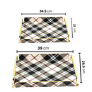 Deco Checks Pattern Rectangle Serving Tray Set of 2 Pcs Metal Handles 34.5*22/39*26.5 cm