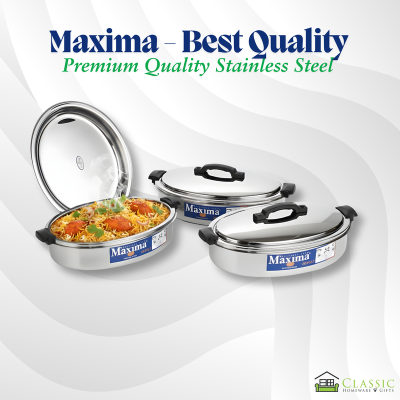 Stainless Steel Maxima Oval Hot Pot Set 3500ml 5000ml 7500ml