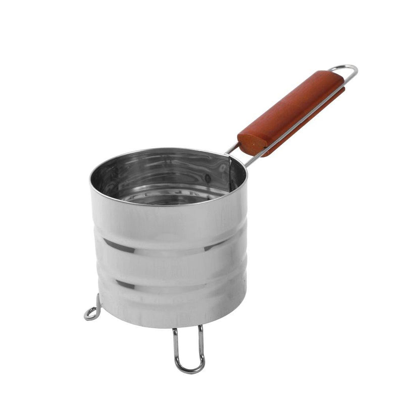 Stainless Steel Charcoal Holder wooden handle D - 12 cm ; L - 30 cm ; H - 13 cm