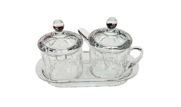 Acrylic Double Sugar Bowl Set 2, Milk Jar-220ML, Sugar Jar-220ML