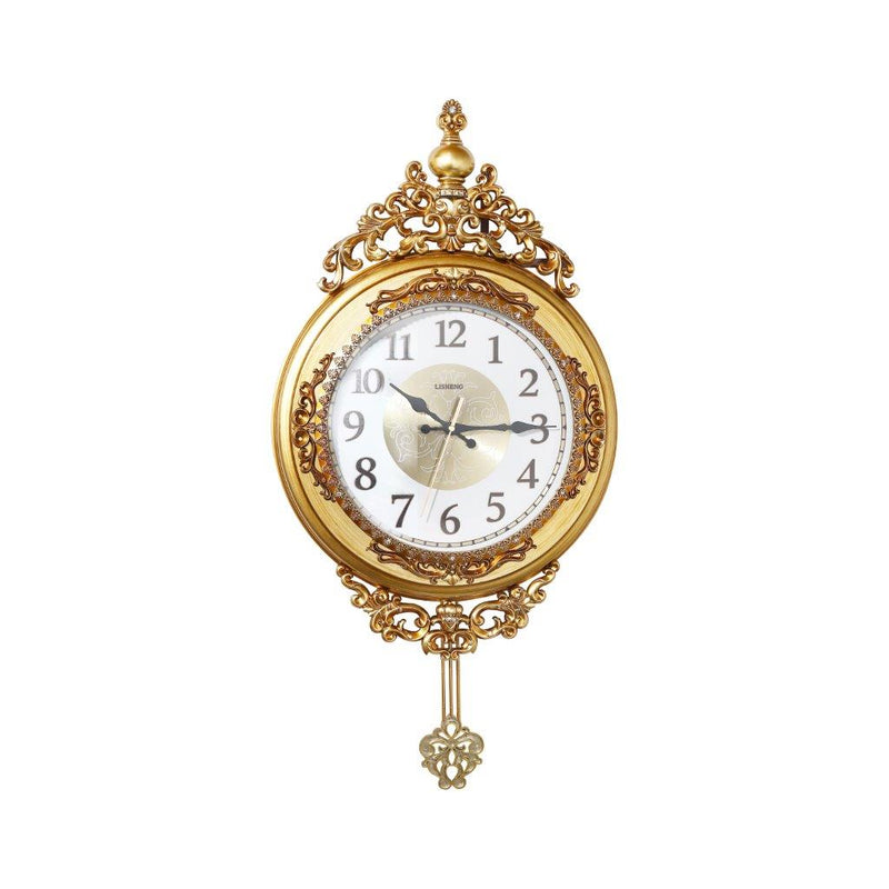 Wall Clock Antique Gold Analog with Pendulum 38*7*75 cm