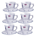 Glass Tea Cup with Saucer Set of 6 240 ml