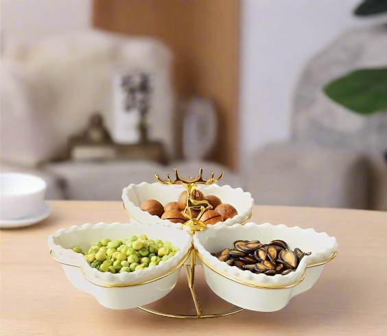 White Ceramic Dipping Bowl Set 3 Pcs Serving Use 11cm